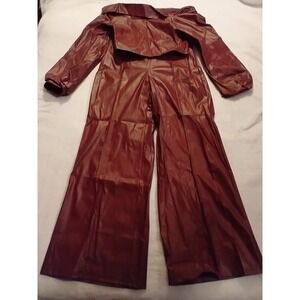 New Women's Size XL Pants And Top PU Dark Red